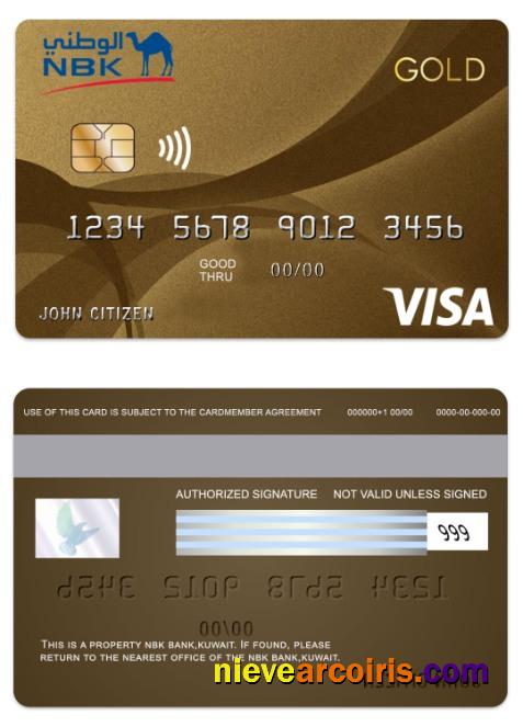 Kuwait NBK Bank visa gold credit card